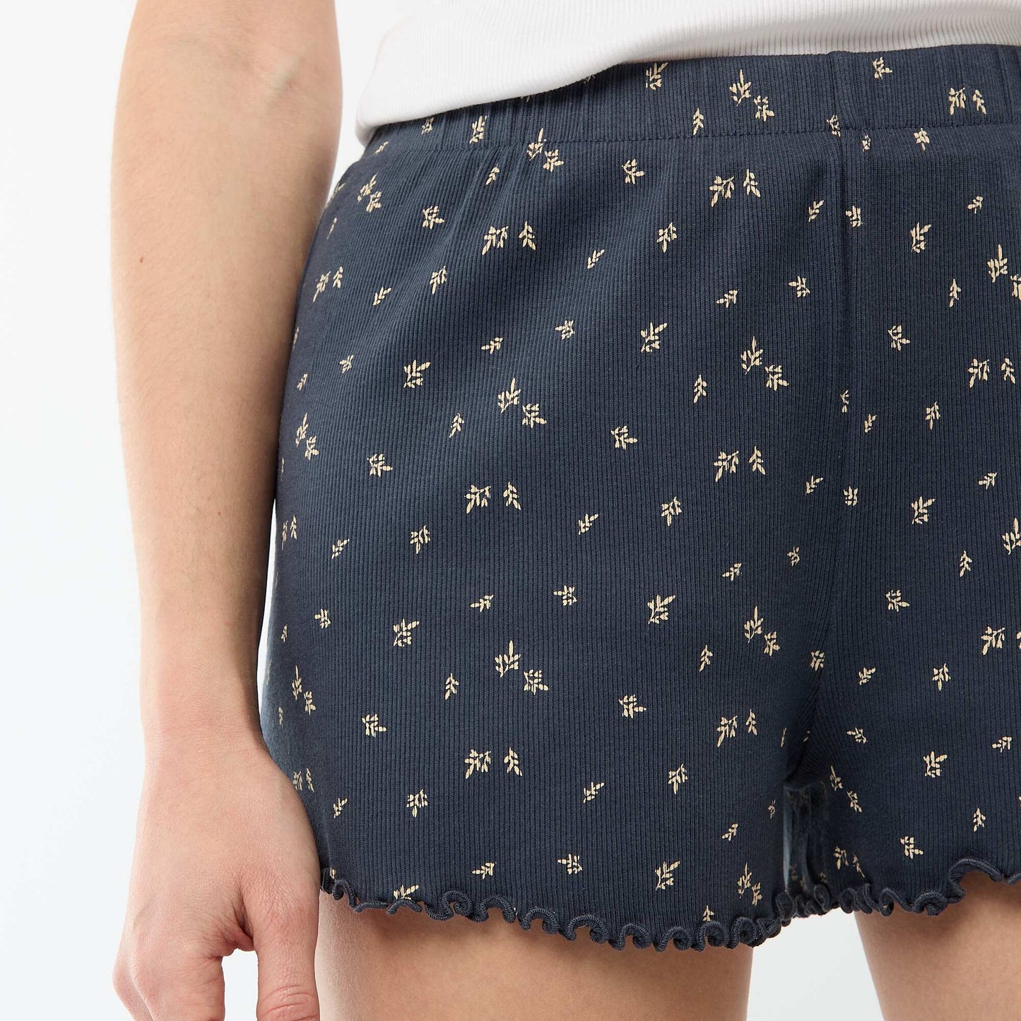 All-over 'flower' print cotton pyjama shorts BLUE