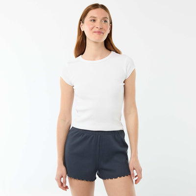 Plain Cotton Pajama Shorts BLUE