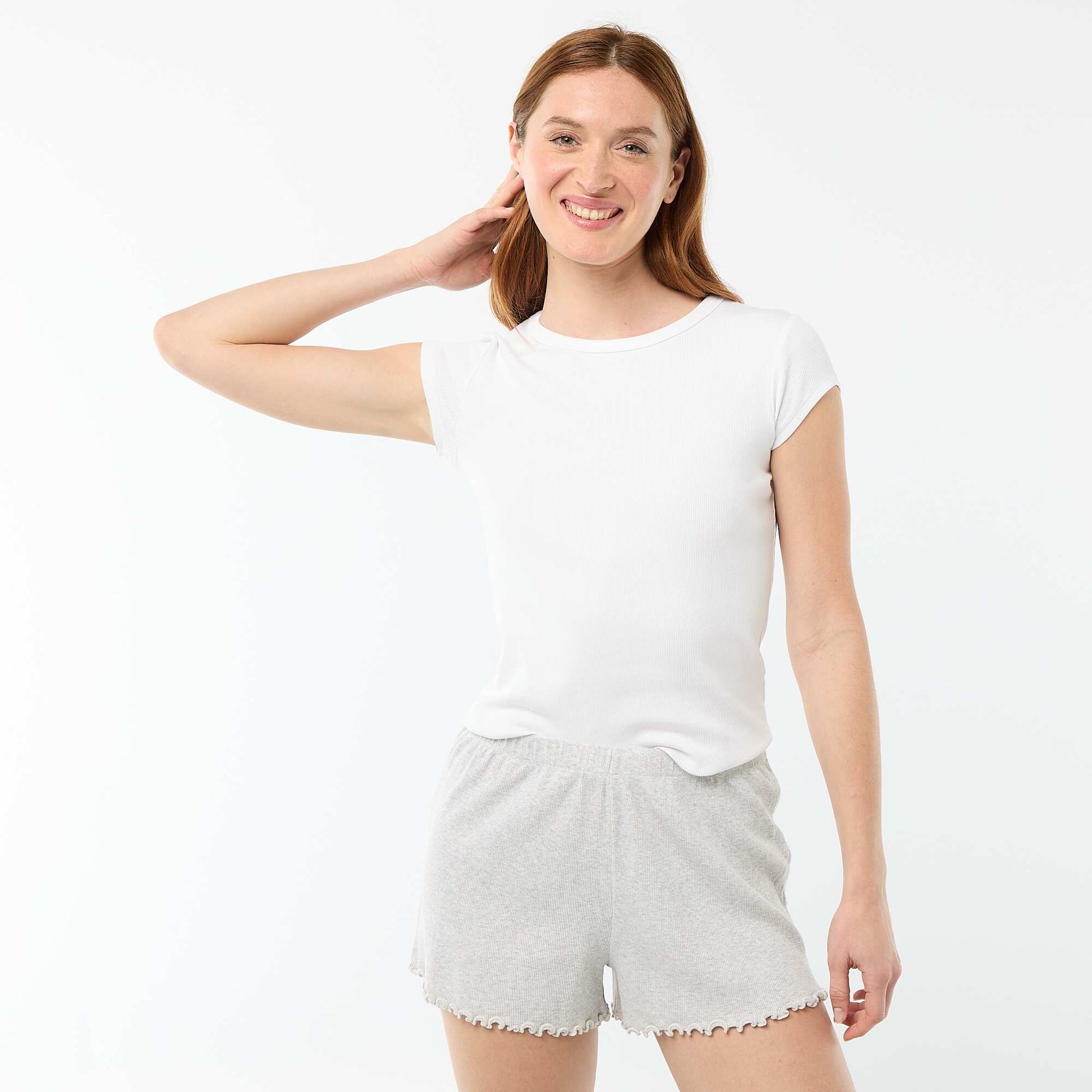 Plain cotton short pyjama bottoms GREY