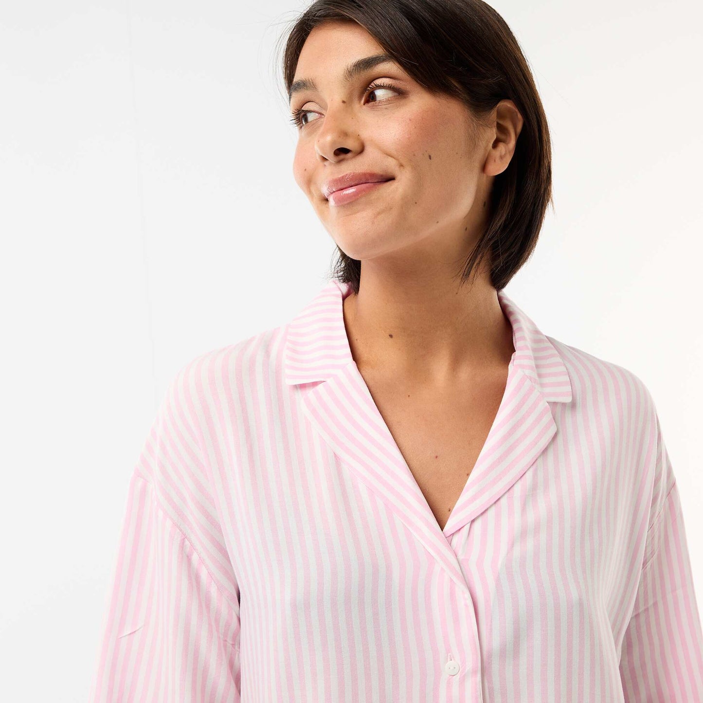 Striped Pajama Set: Top + Shorts PINK