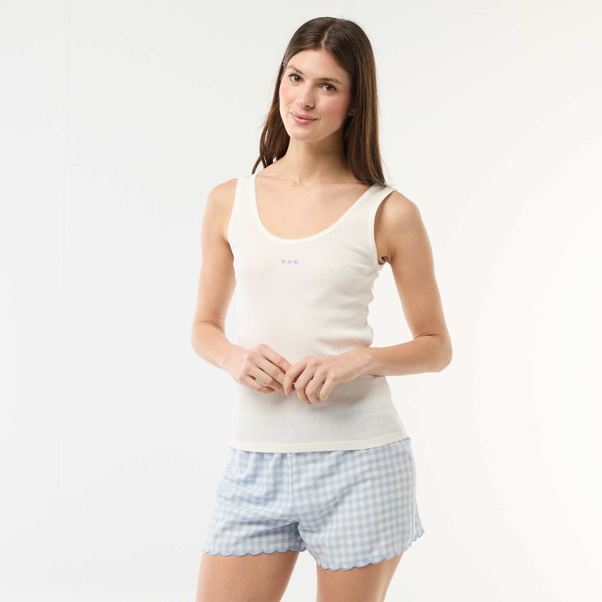Gingham Short Pajama Set - 2 pieces BLUE