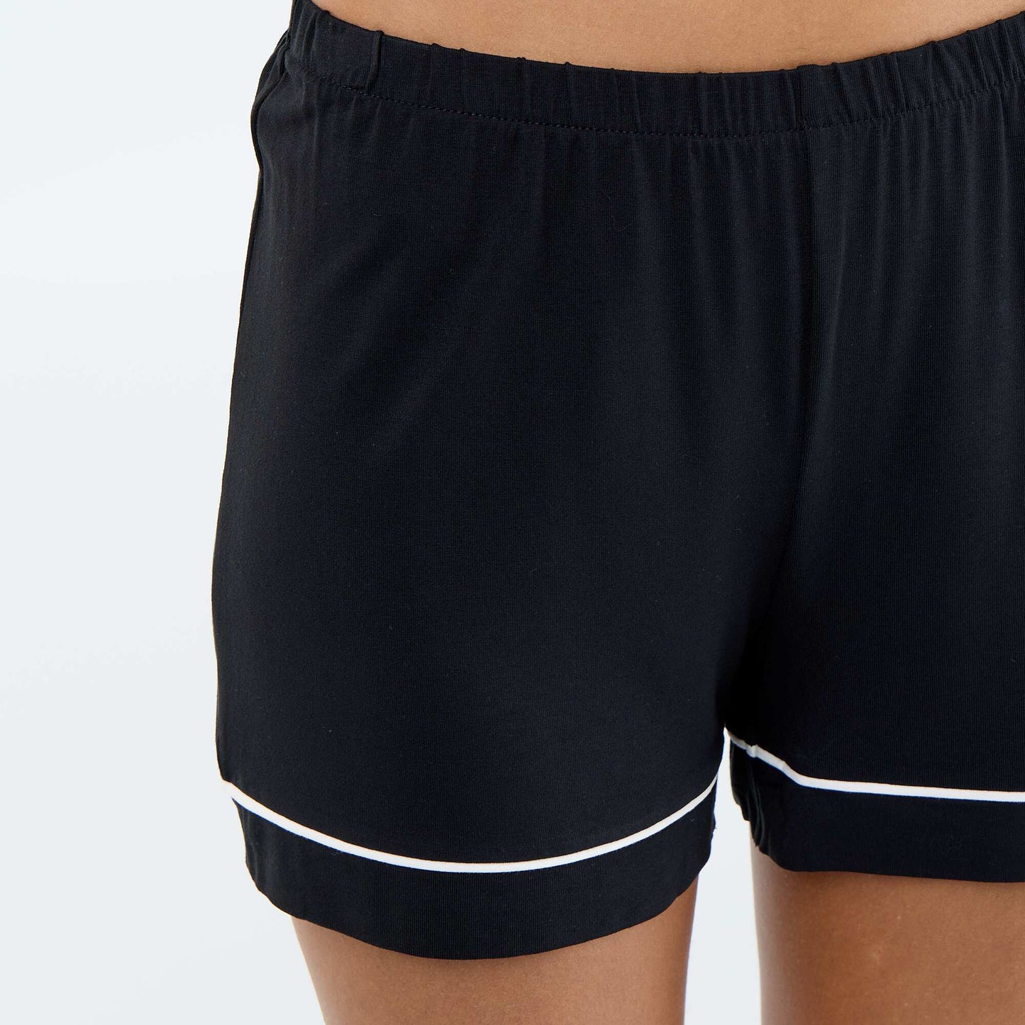 2-piece short marled viscose pyjamas BLACK