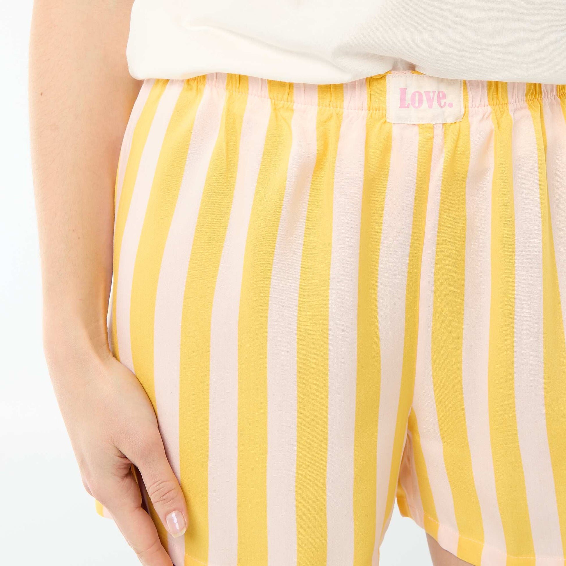 Striped Lightweight Top & Shorts Pajama Set YELLOW