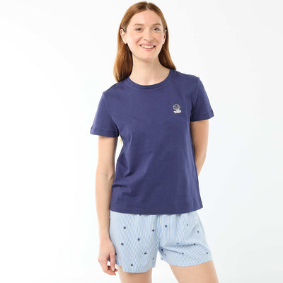 Striped All-Over Print Lightweight Top & Shorts Pajama Set BLUE