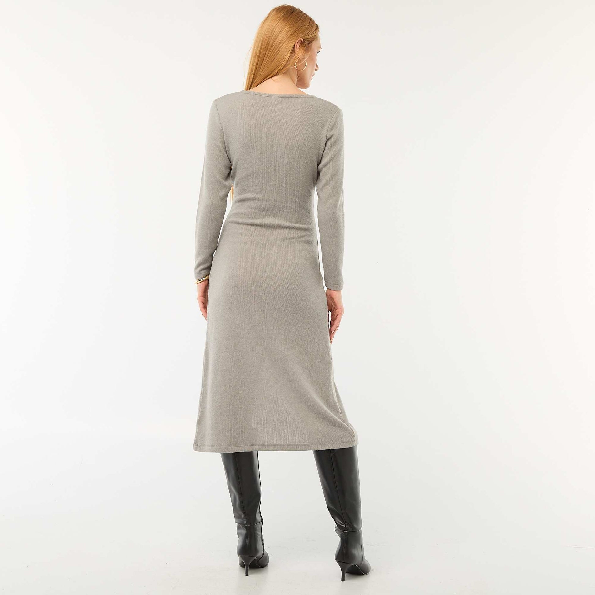 Solid Knit Maxi Dress GREY
