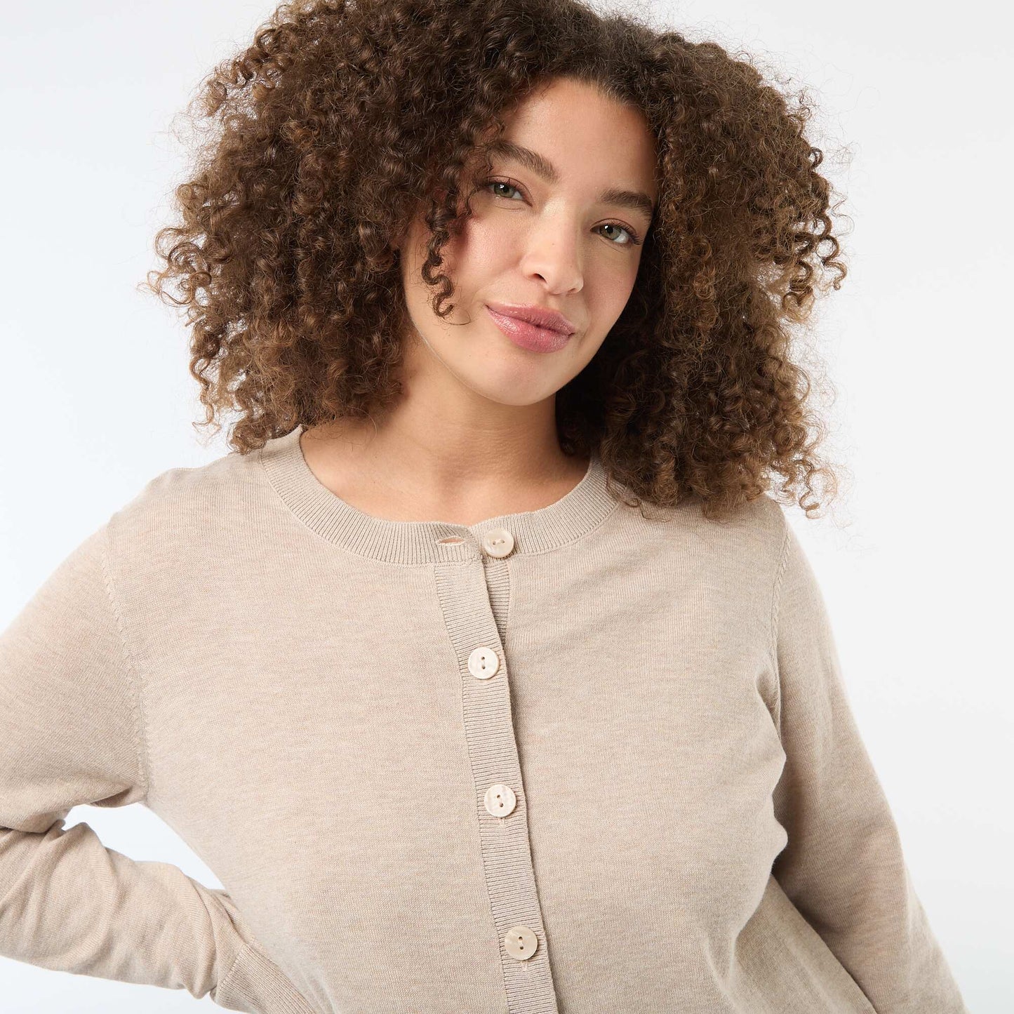 Plain Knit Cardigan BEIGE