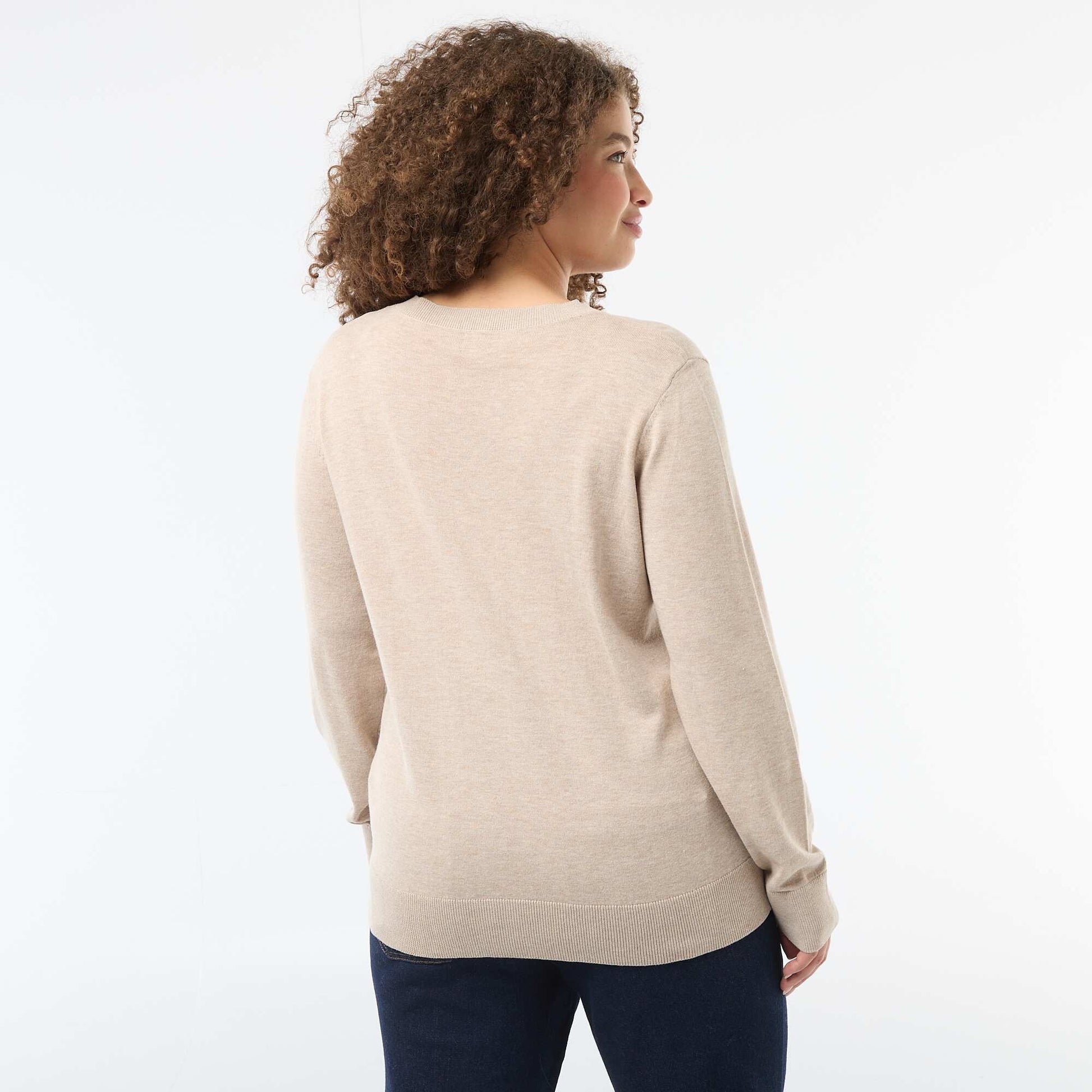 Plain Knit Cardigan BEIGE