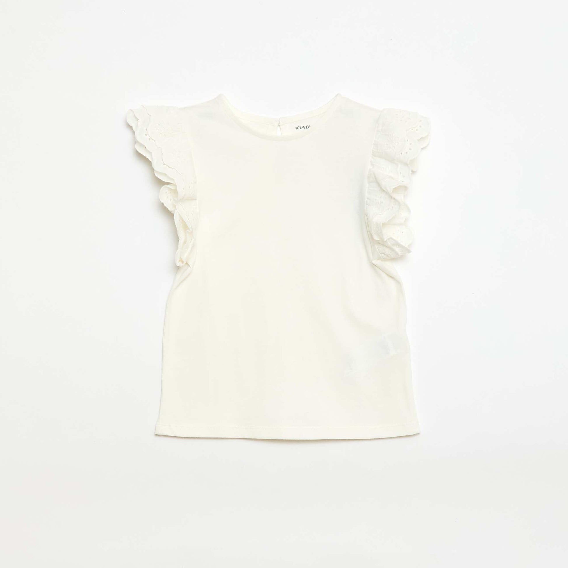 Short-sleeved T-shirt with Broderie Anglaise WHITE