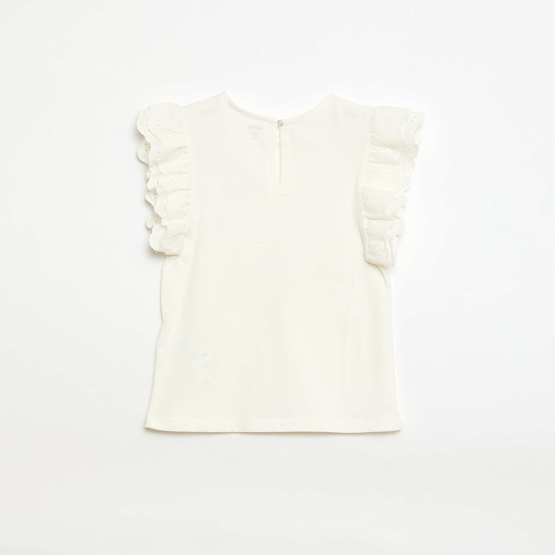 Short-sleeved T-shirt with Broderie Anglaise WHITE