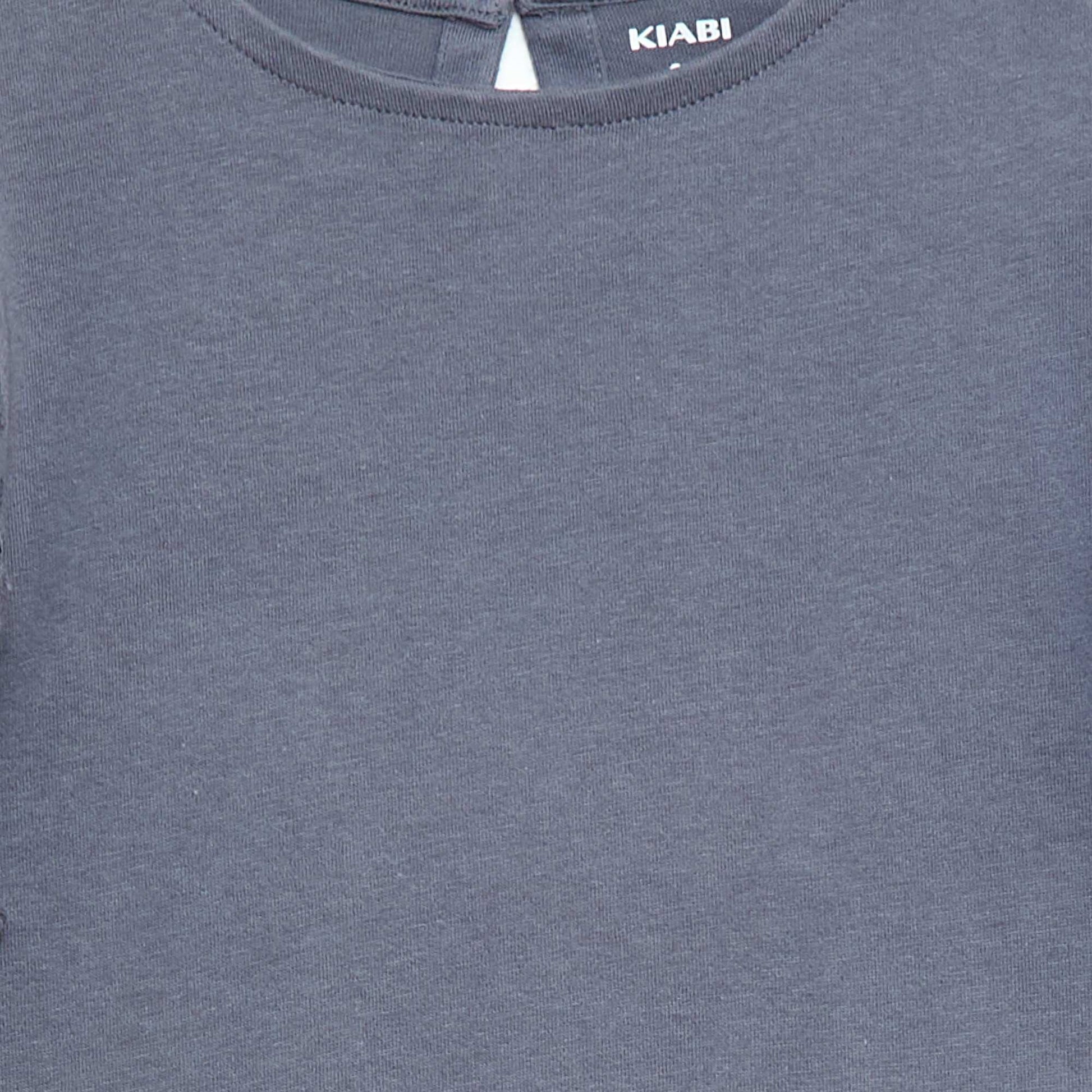 Short-sleeved T-shirt with Broderie Anglaise GREY