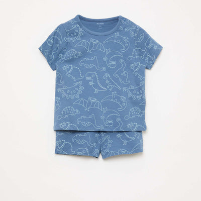Short Pajama Set T-Shirt + Shorts - 2 Piece BLUE