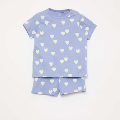 Short Pajama Set T-Shirt + Shorts - 2 Piece BLUE