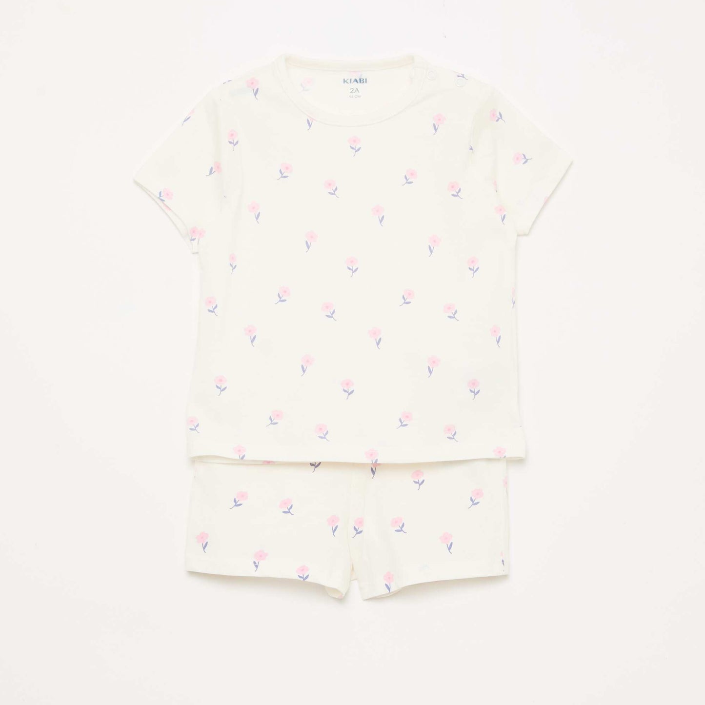 Short Pajama Set T-Shirt + Shorts - 2 Piece WHITE