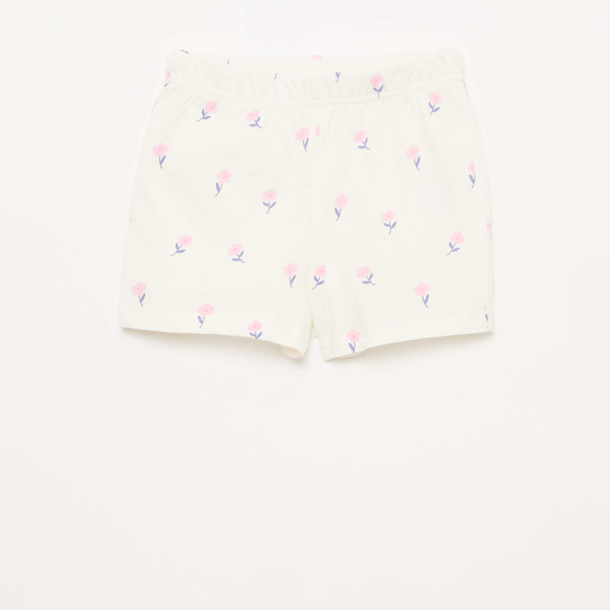 Short Pajama Set T-Shirt + Shorts - 2 Piece WHITE