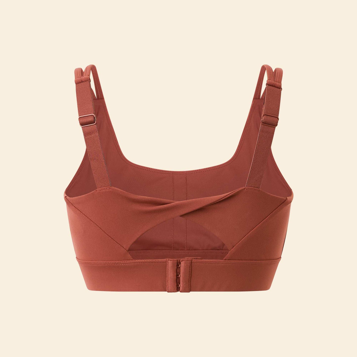 High-Support Twist-Back Sports Bra BROWN