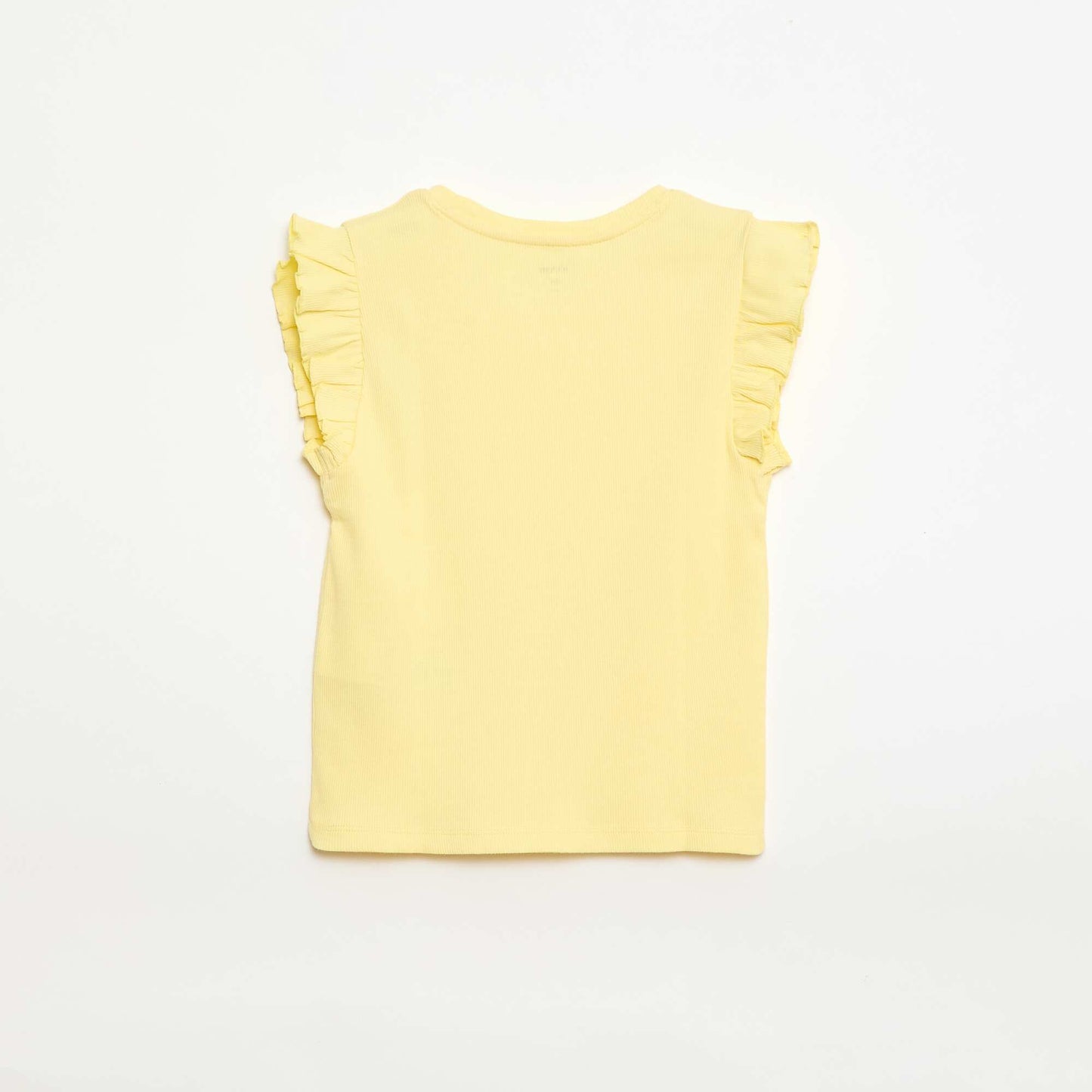 Ribbed T-shirt with Flutter Sleeves YELLOW