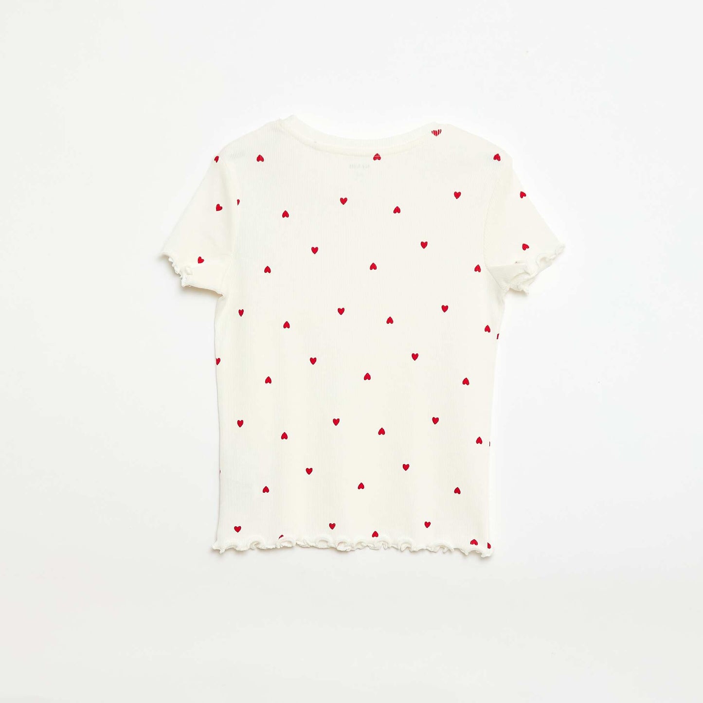 Ribbed T-shirt with Short Flutter Sleeves WHITE
