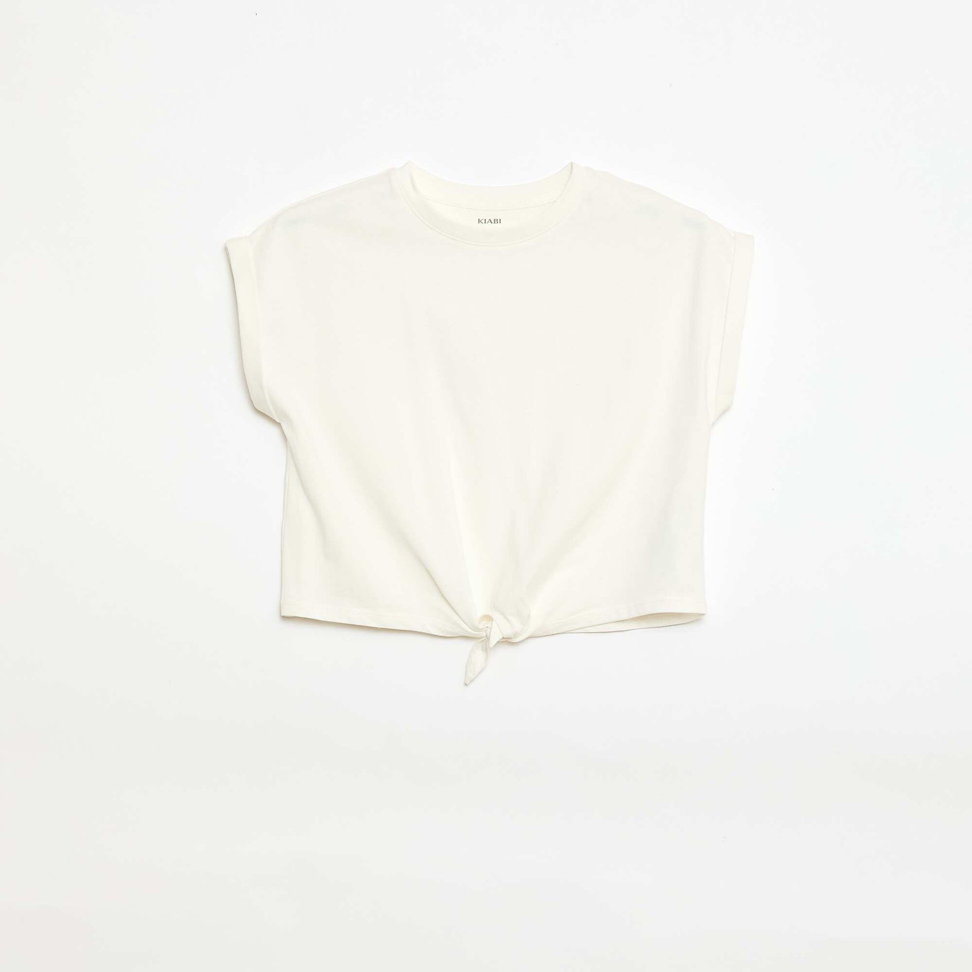 T-shirt with waist tie WHITE
