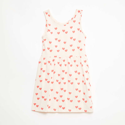 All-Over Cotton Knit Dress with Thin Straps RED