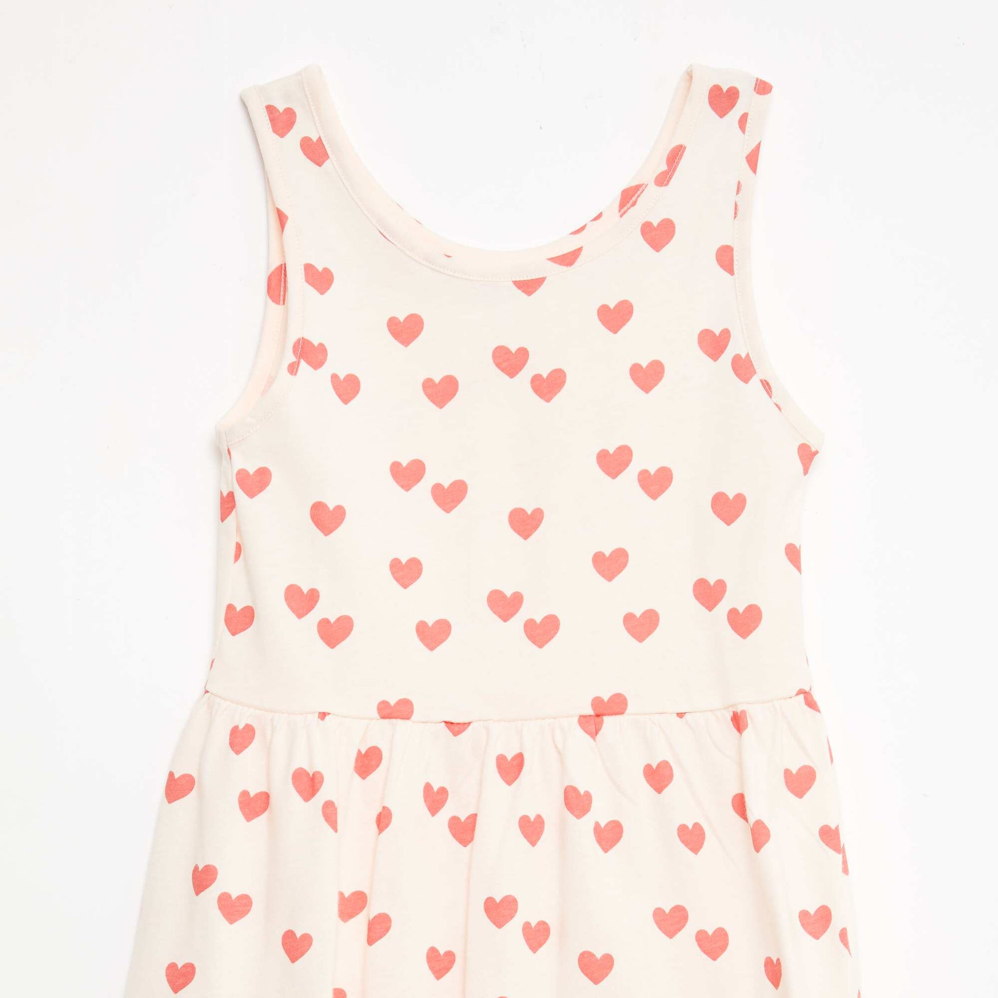 All-Over Cotton Knit Dress with Thin Straps RED