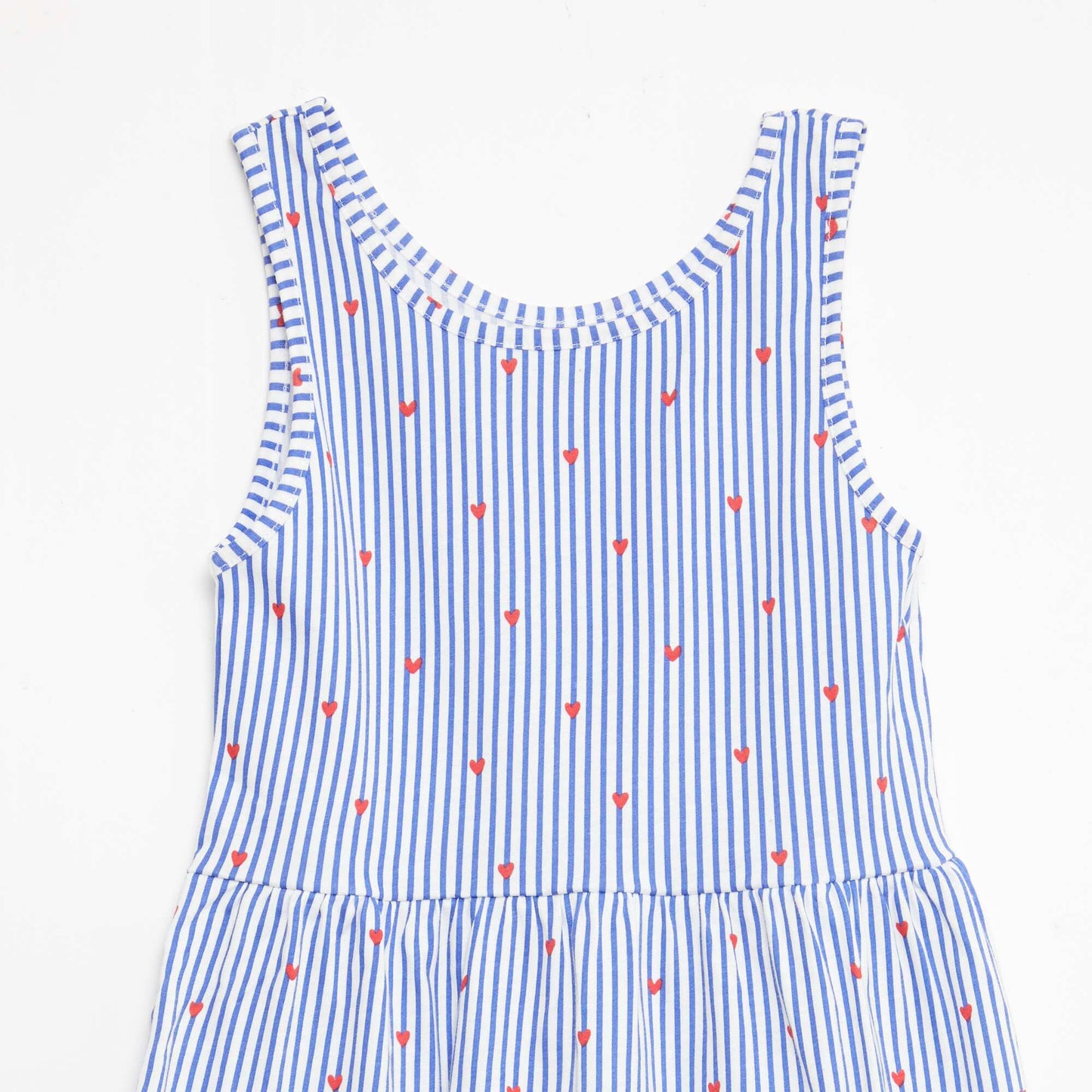 All-Over Cotton Knit Dress with Thin Straps BLUE