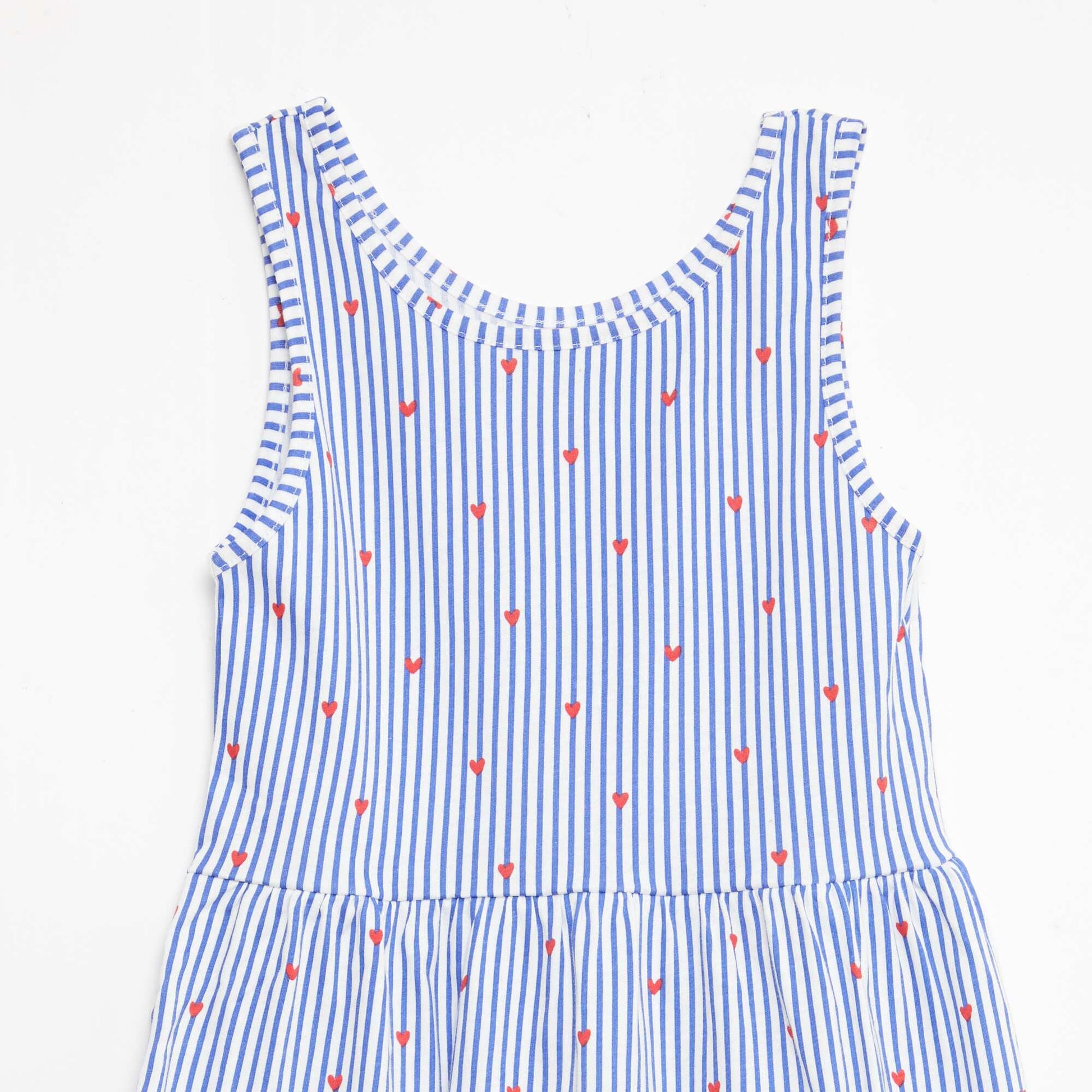 All-Over Cotton Knit Dress with Thin Straps BLUE