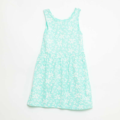 All-Over Cotton Knit Dress with Thin Straps GREEN