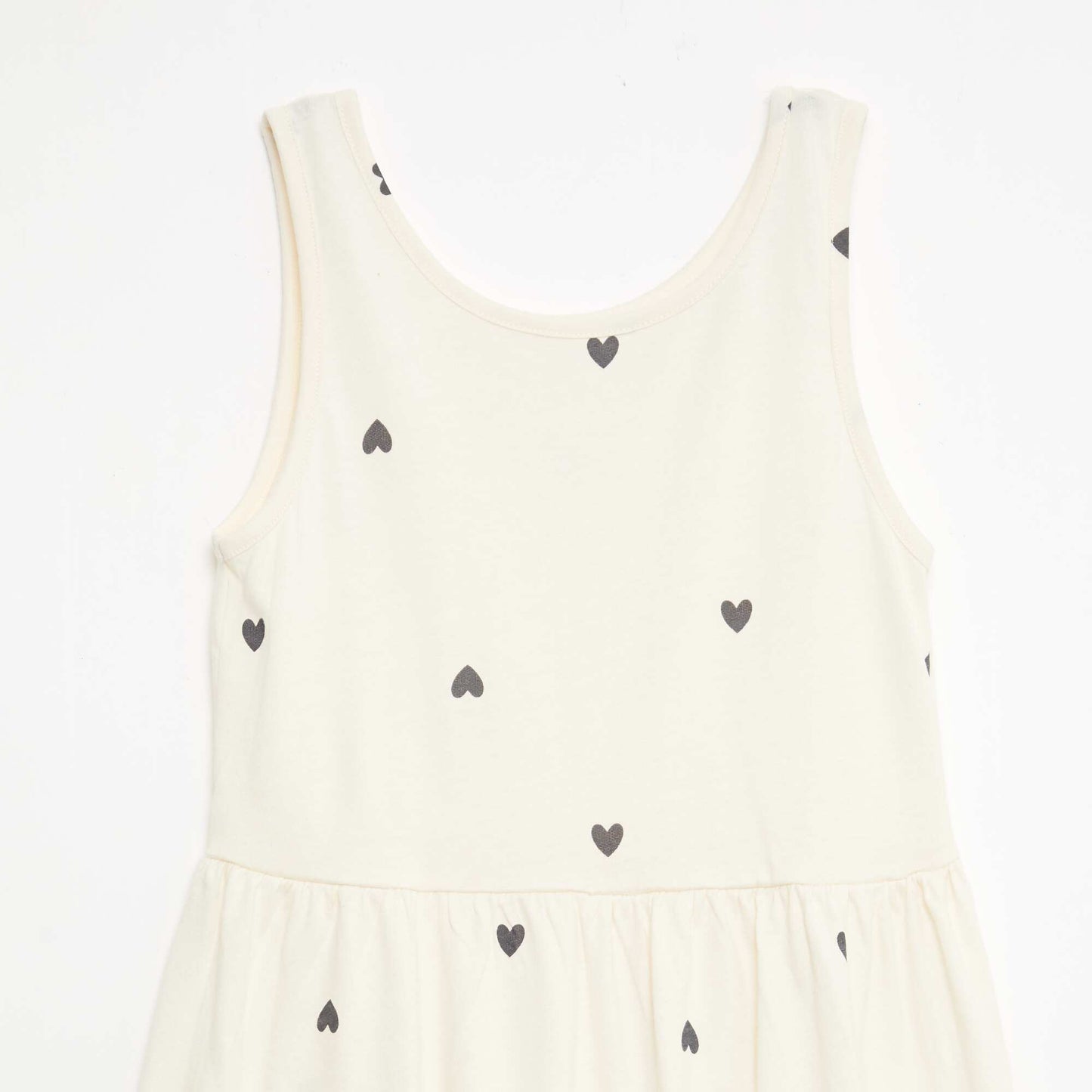 All-Over Cotton Knit Dress with Thin Straps BEIGE