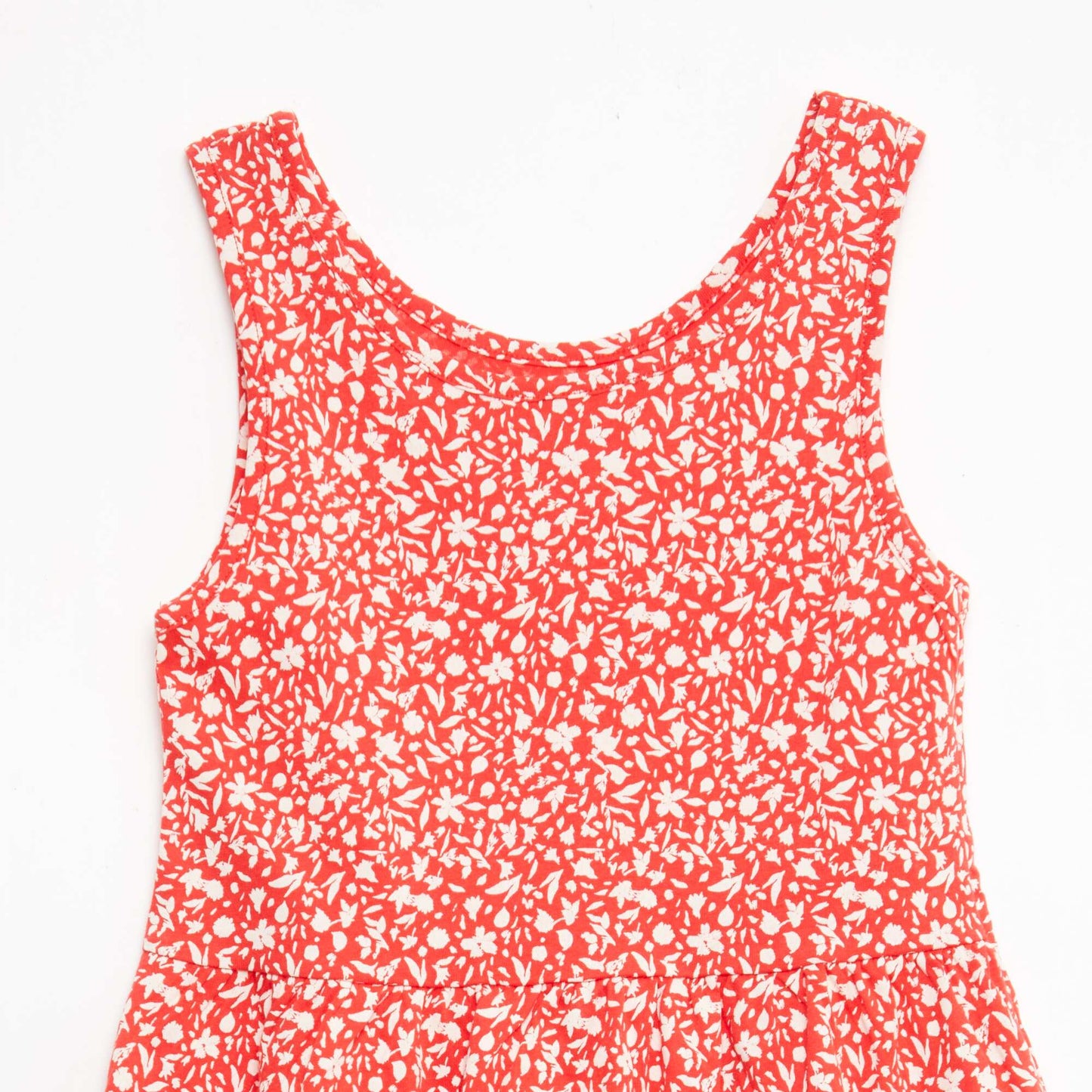 All-Over Cotton Knit Dress with Thin Straps RED