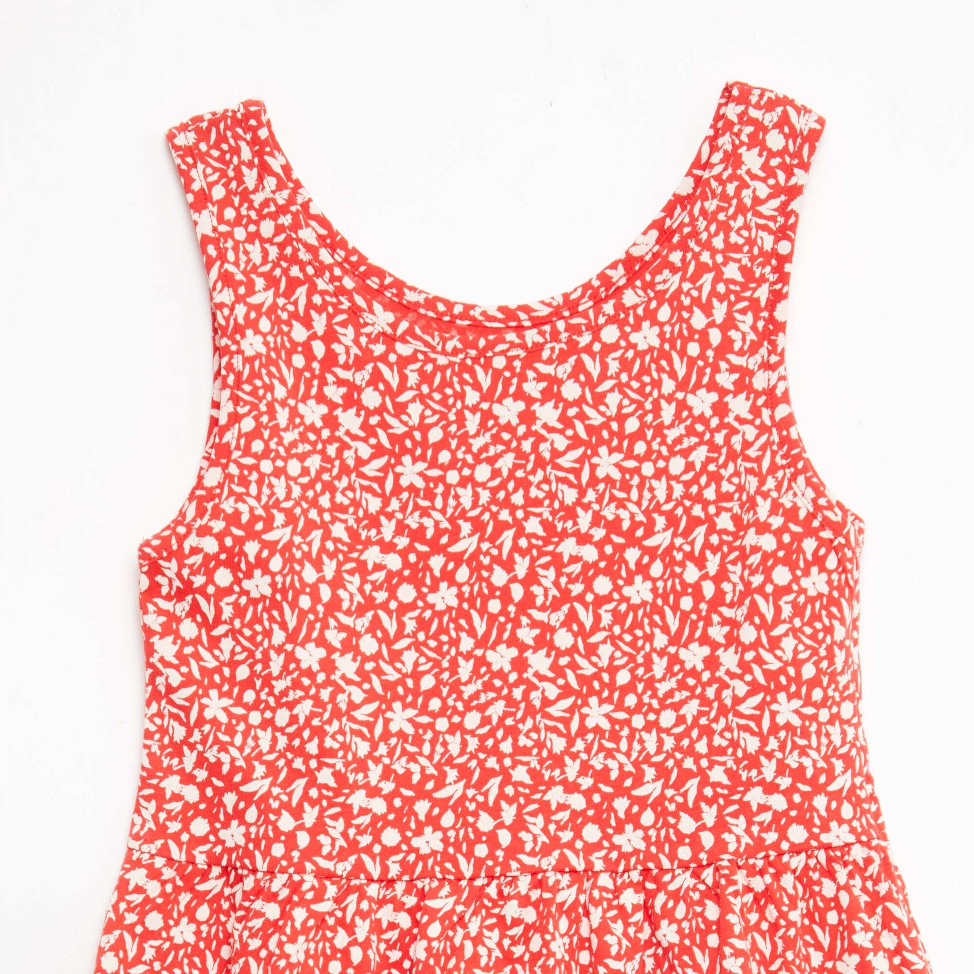 All-Over Cotton Knit Dress with Thin Straps RED