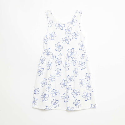 All-Over Cotton Knit Dress with Thin Straps WHITE