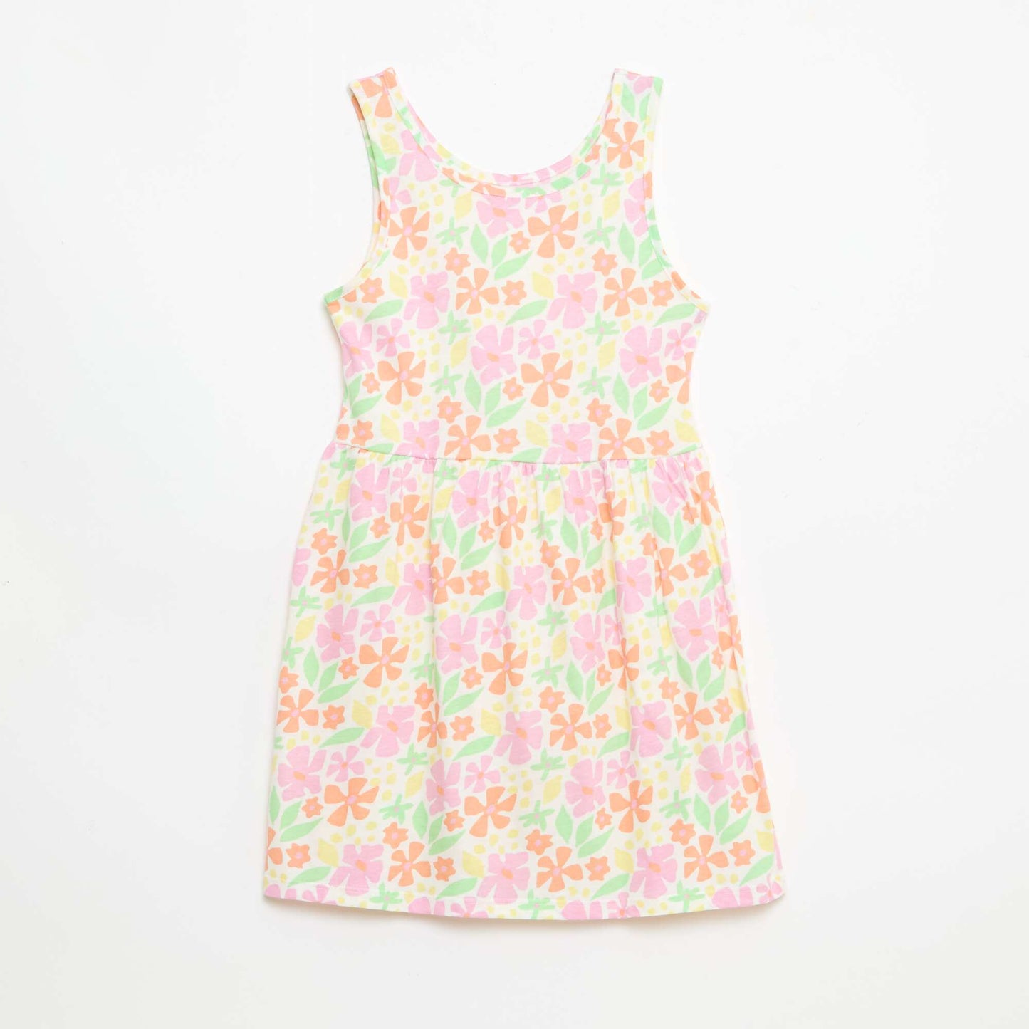All-Over Cotton Knit Dress with Thin Straps ORANGE