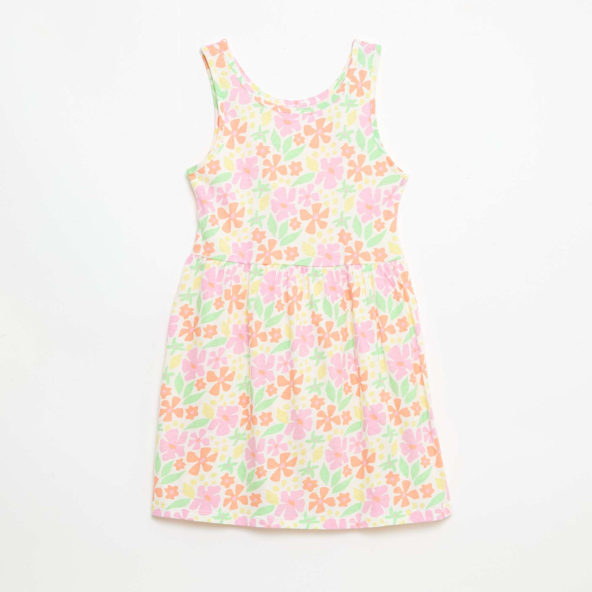 All-Over Cotton Knit Dress with Thin Straps ORANGE