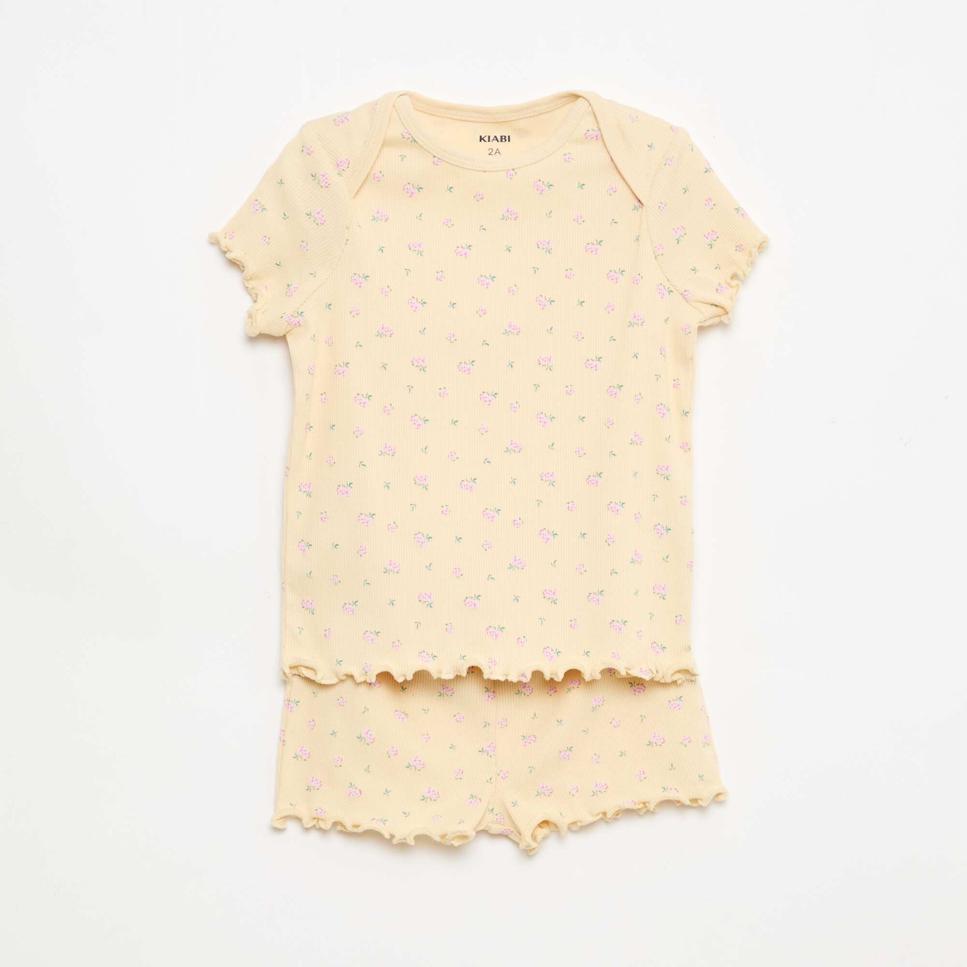 Short Pajama Set - T-shirt + Shorts - 2 Piece BEIGE
