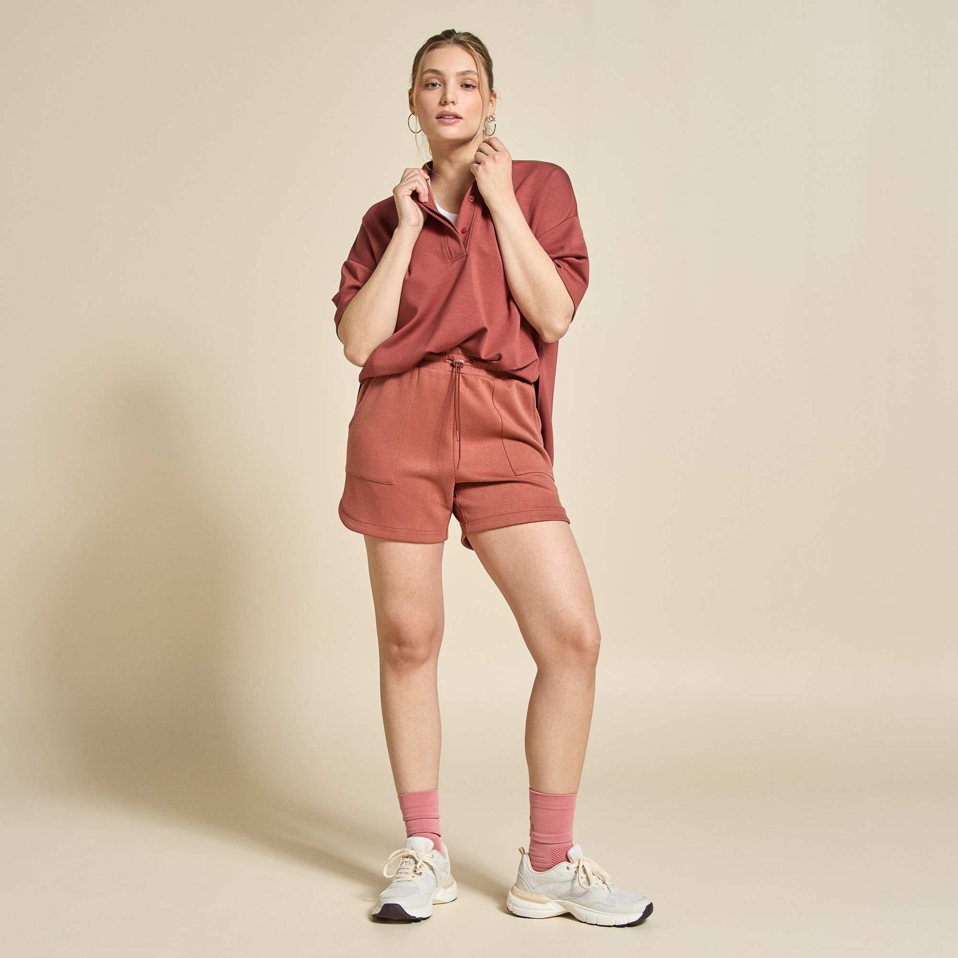 Oversized Sports Shorts BROWN