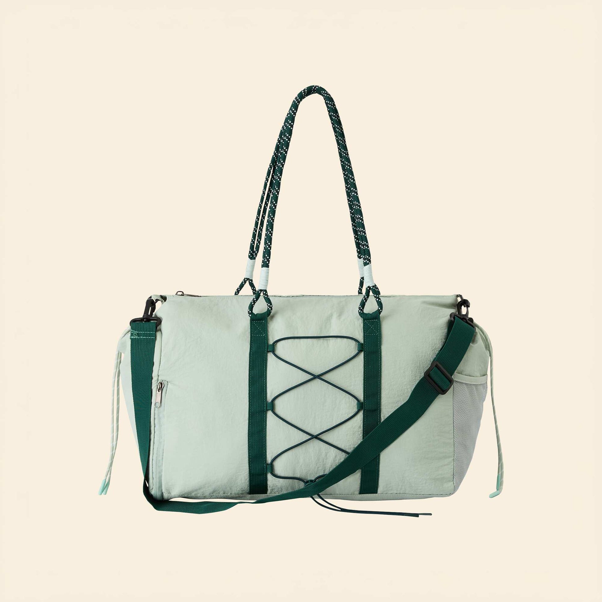 Sports bag with outer pockets and shoe compartment GREEN