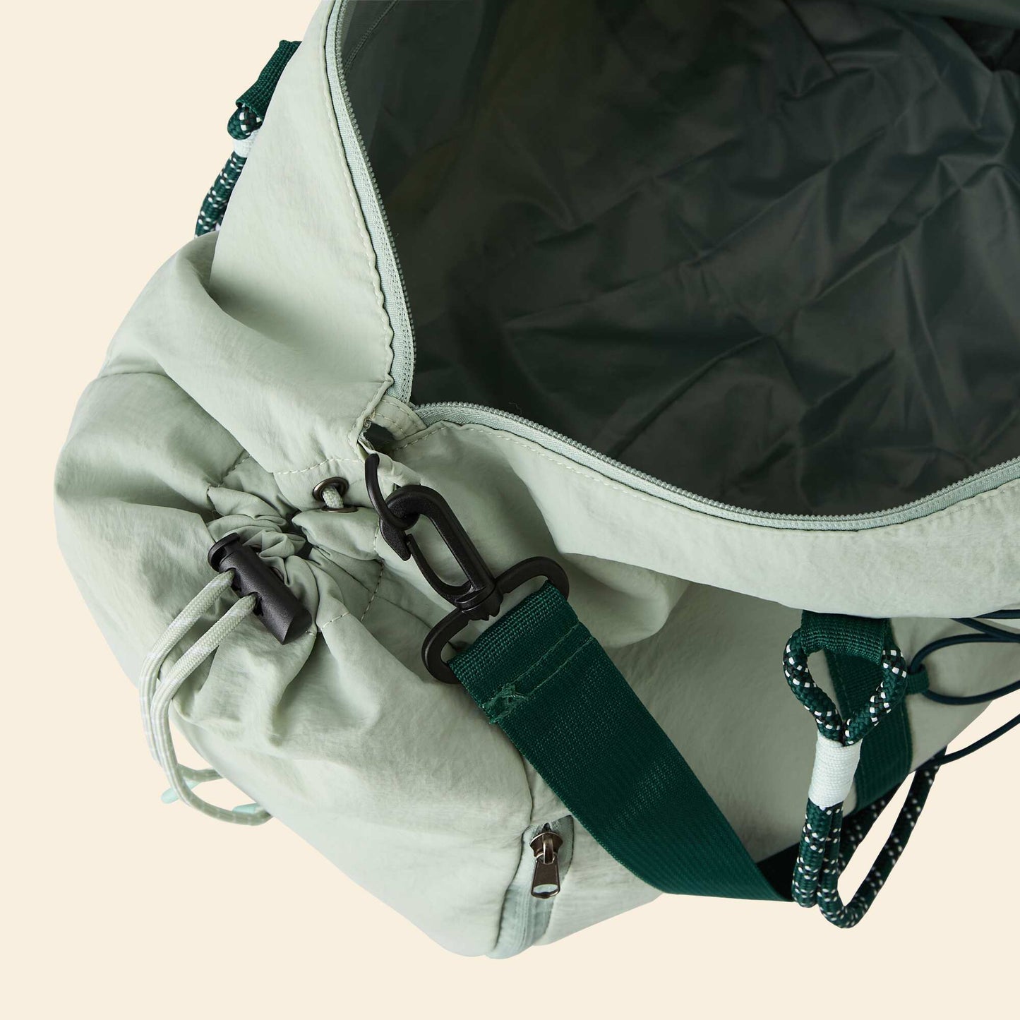 Sports bag with outer pockets and shoe compartment GREEN