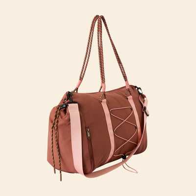 Sports bag with outer pockets and shoe compartment BROWN
