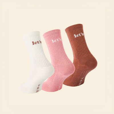 3-Pack of Non-Slip Socks BROWN