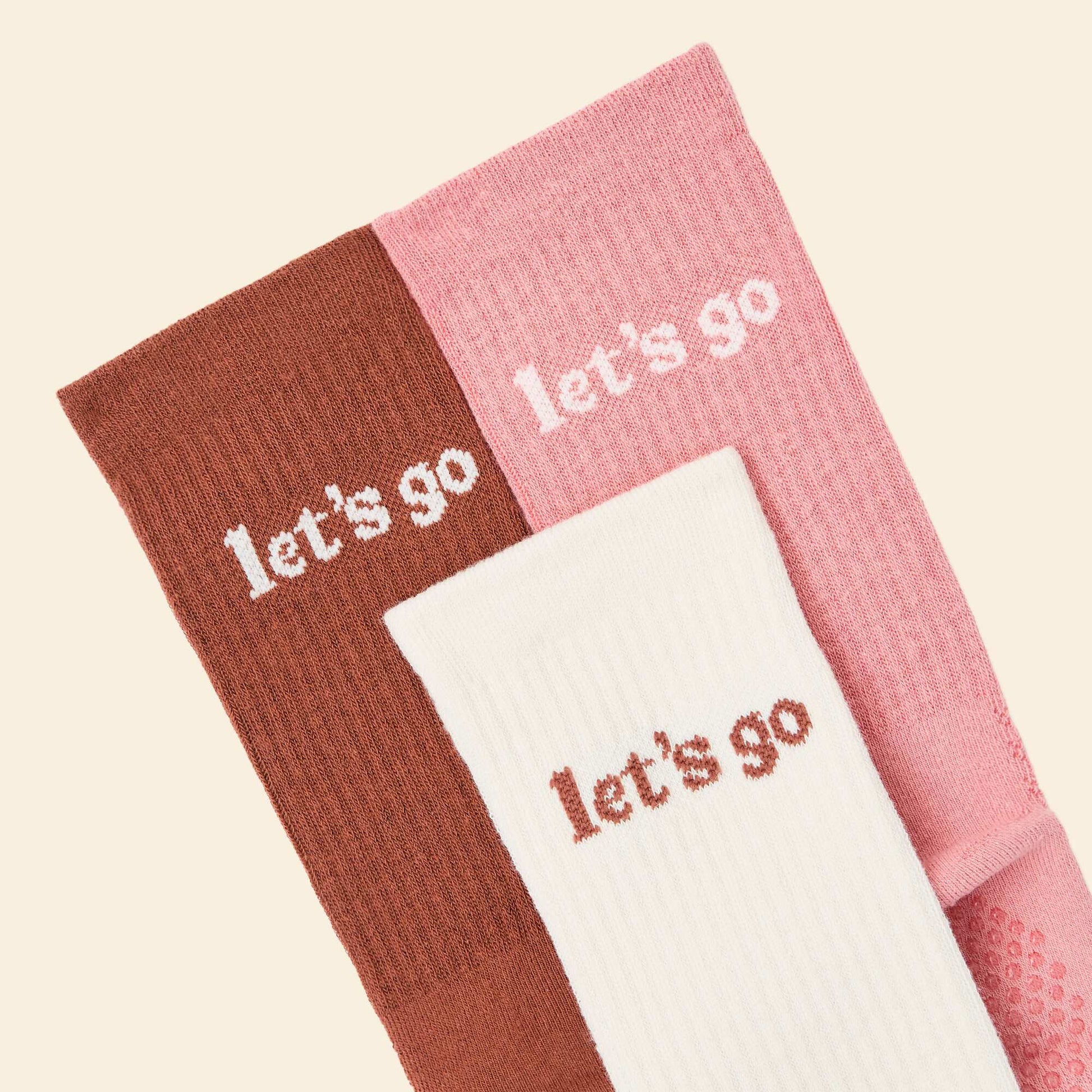 3-Pack of Non-Slip Socks BROWN