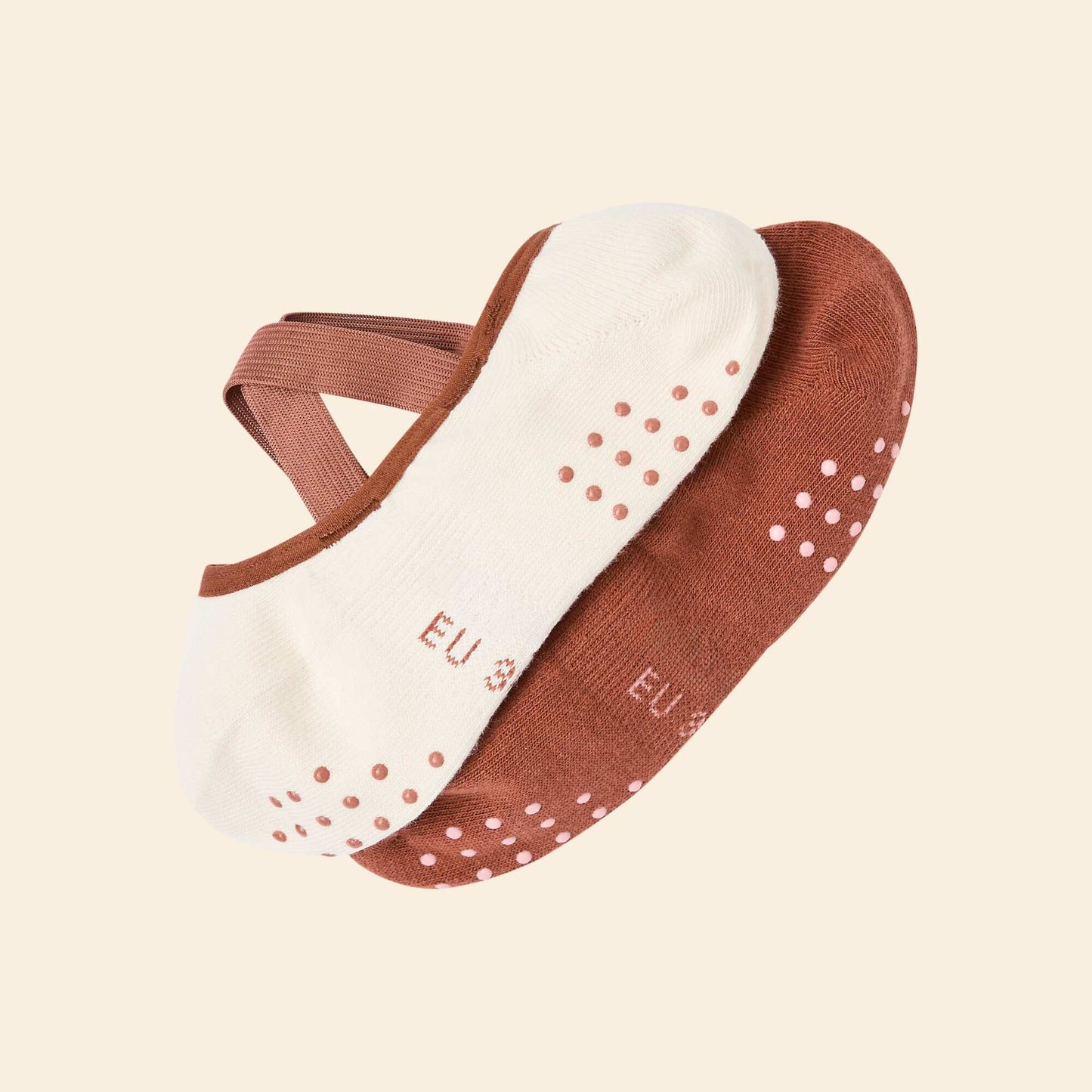 2-Pack of Cotton Yoga Ankle Socks BROWN