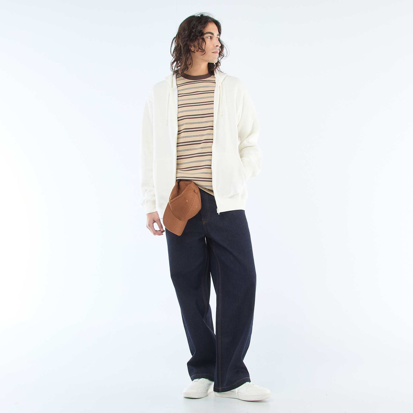 Striped Basic T-Shirt BEIGE