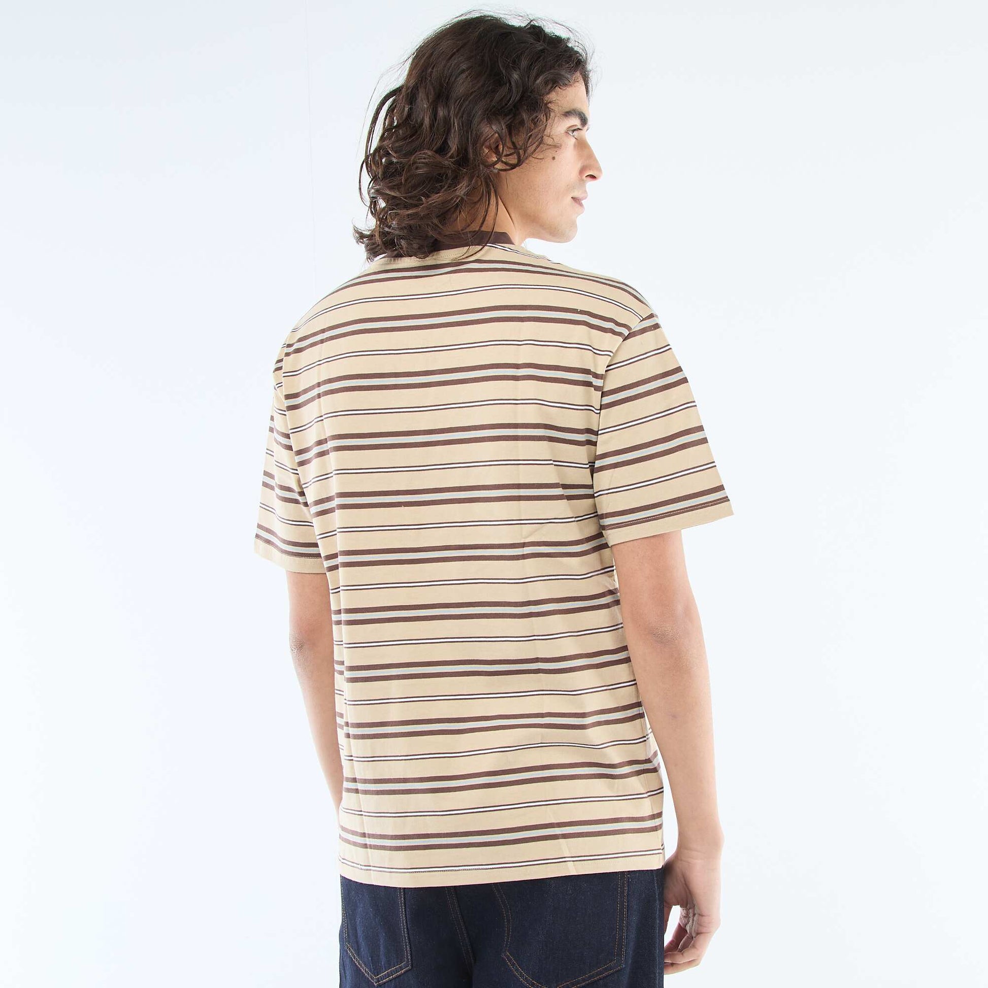 Striped Basic T-Shirt BEIGE