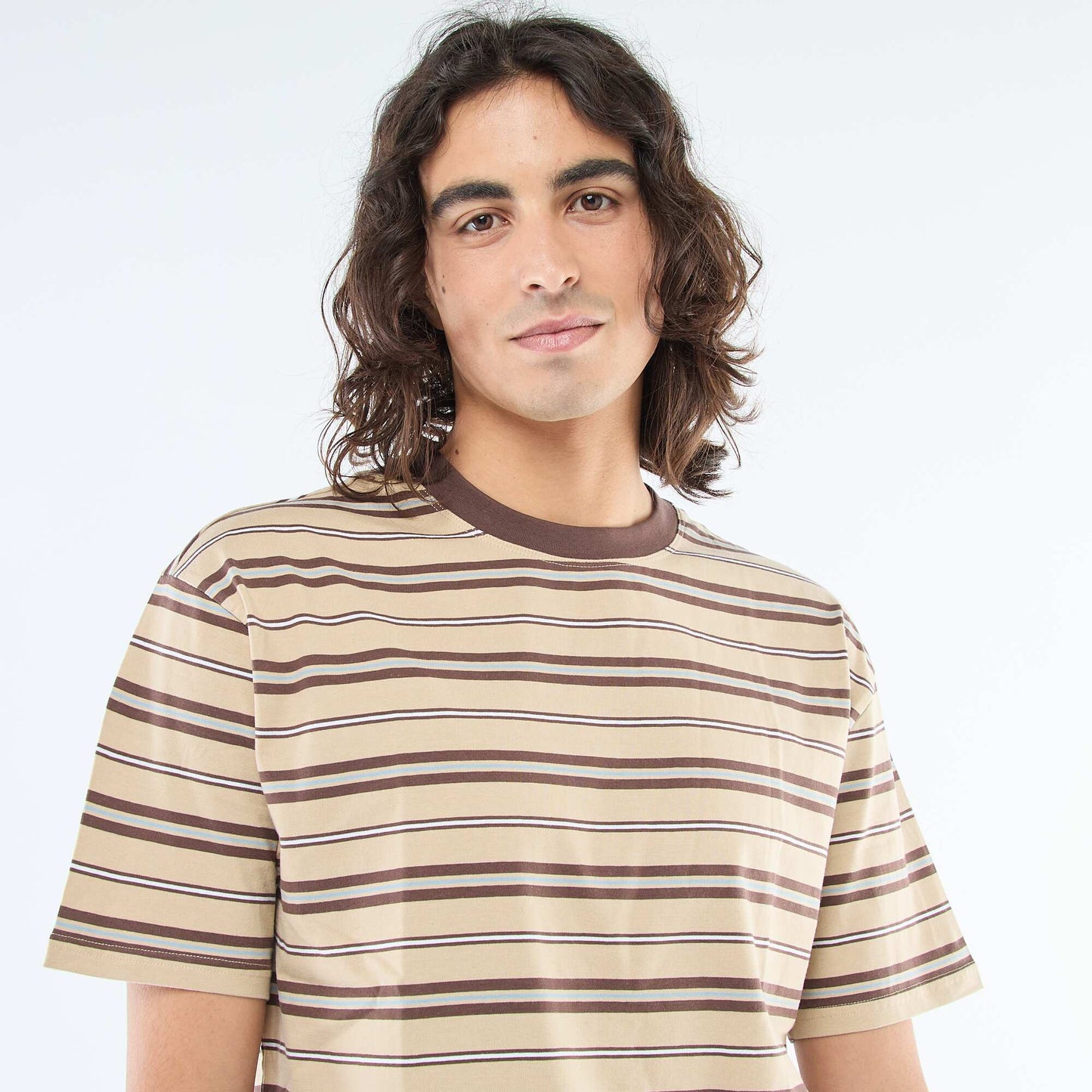 Striped Basic T-Shirt BEIGE