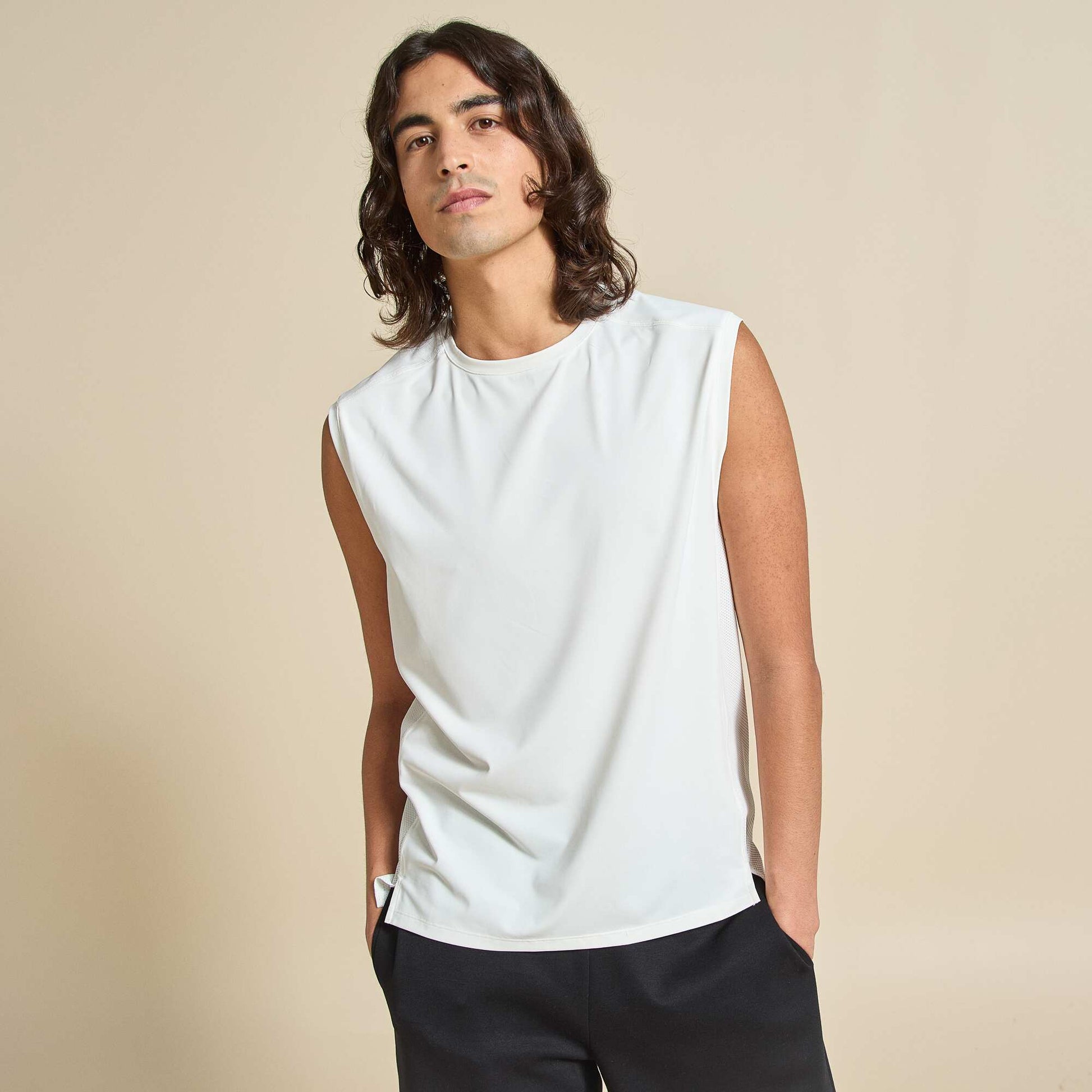 Sports Tank Top with Mesh Sides WHITE