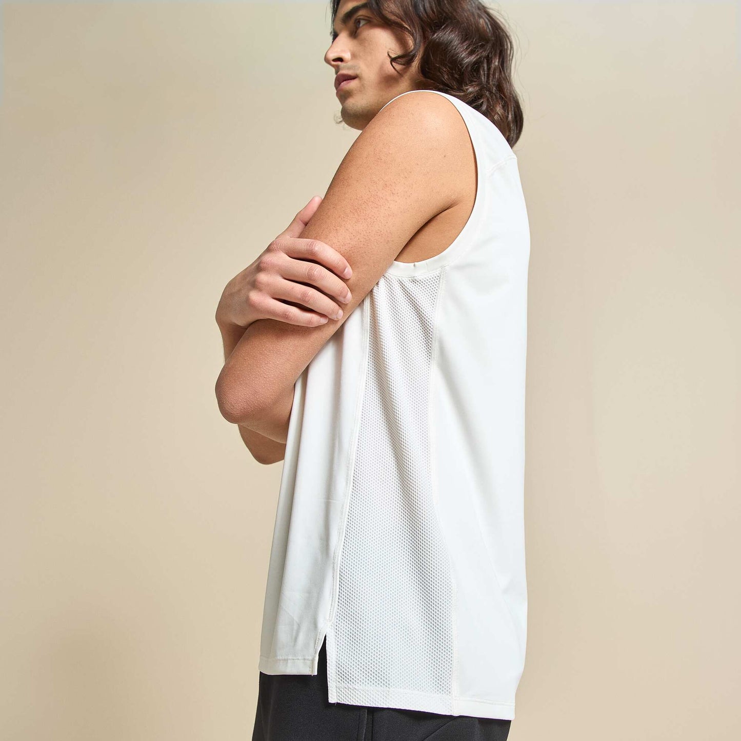 Sports Tank Top with Mesh Sides WHITE