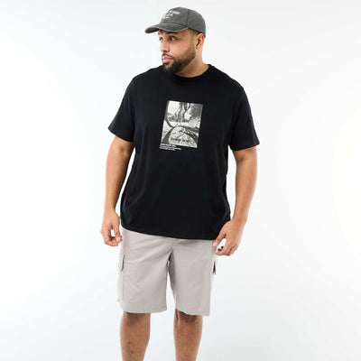 Printed Short-Sleeve Crew Neck T-Shirt BLACK