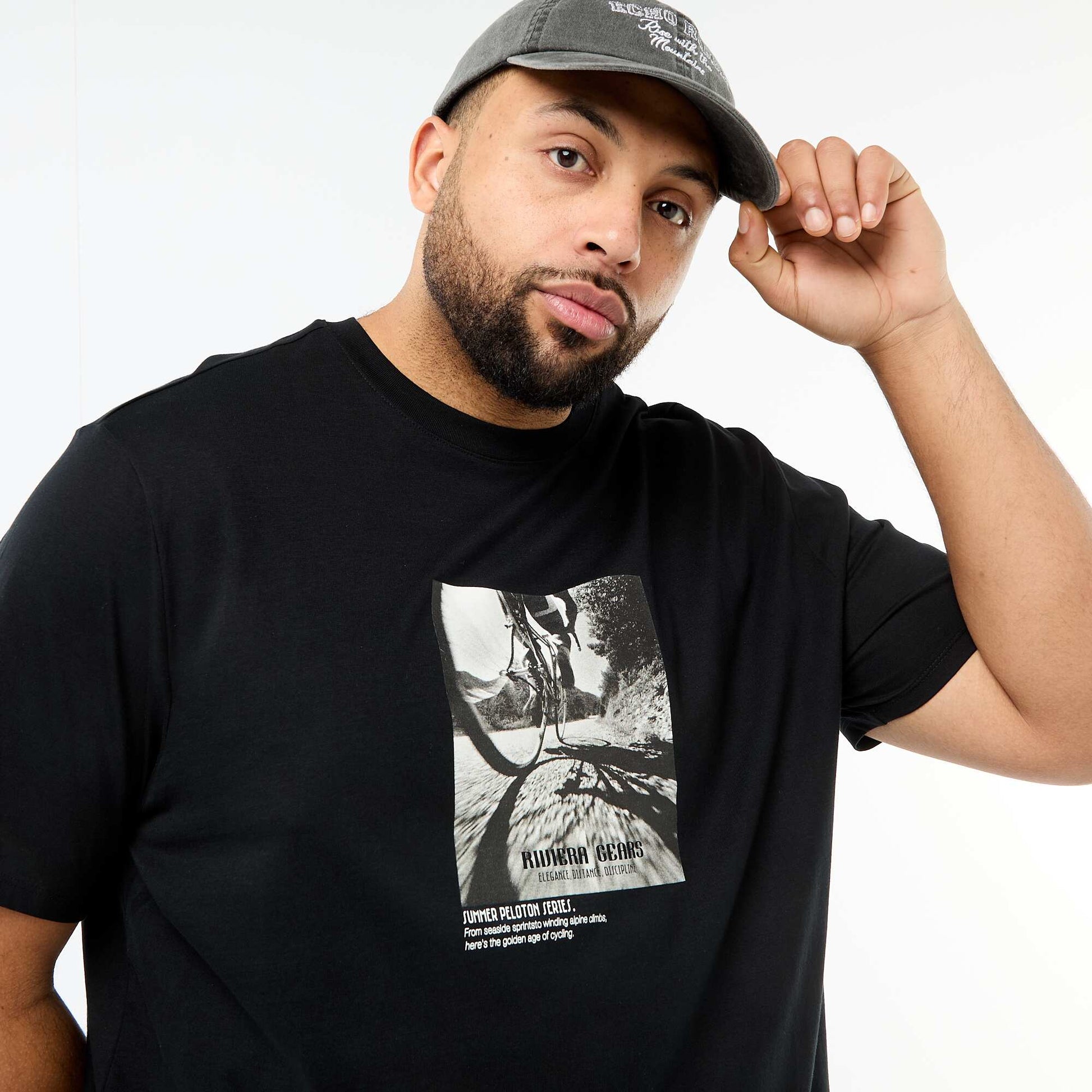 Printed Short-Sleeve Crew Neck T-Shirt BLACK