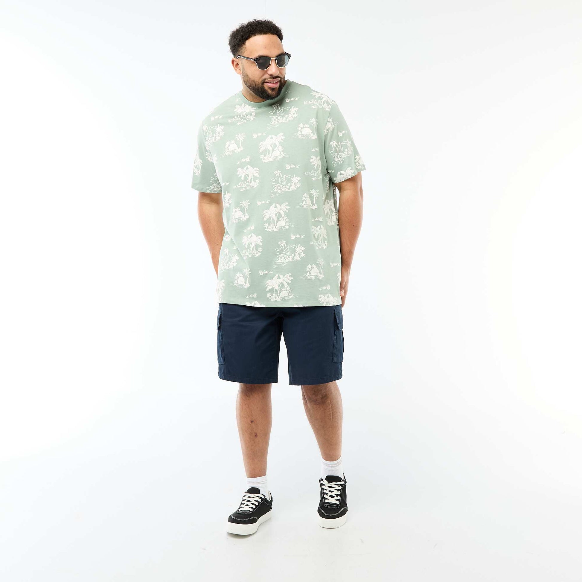 Printed Short-Sleeve Crew Neck T-Shirt GREEN