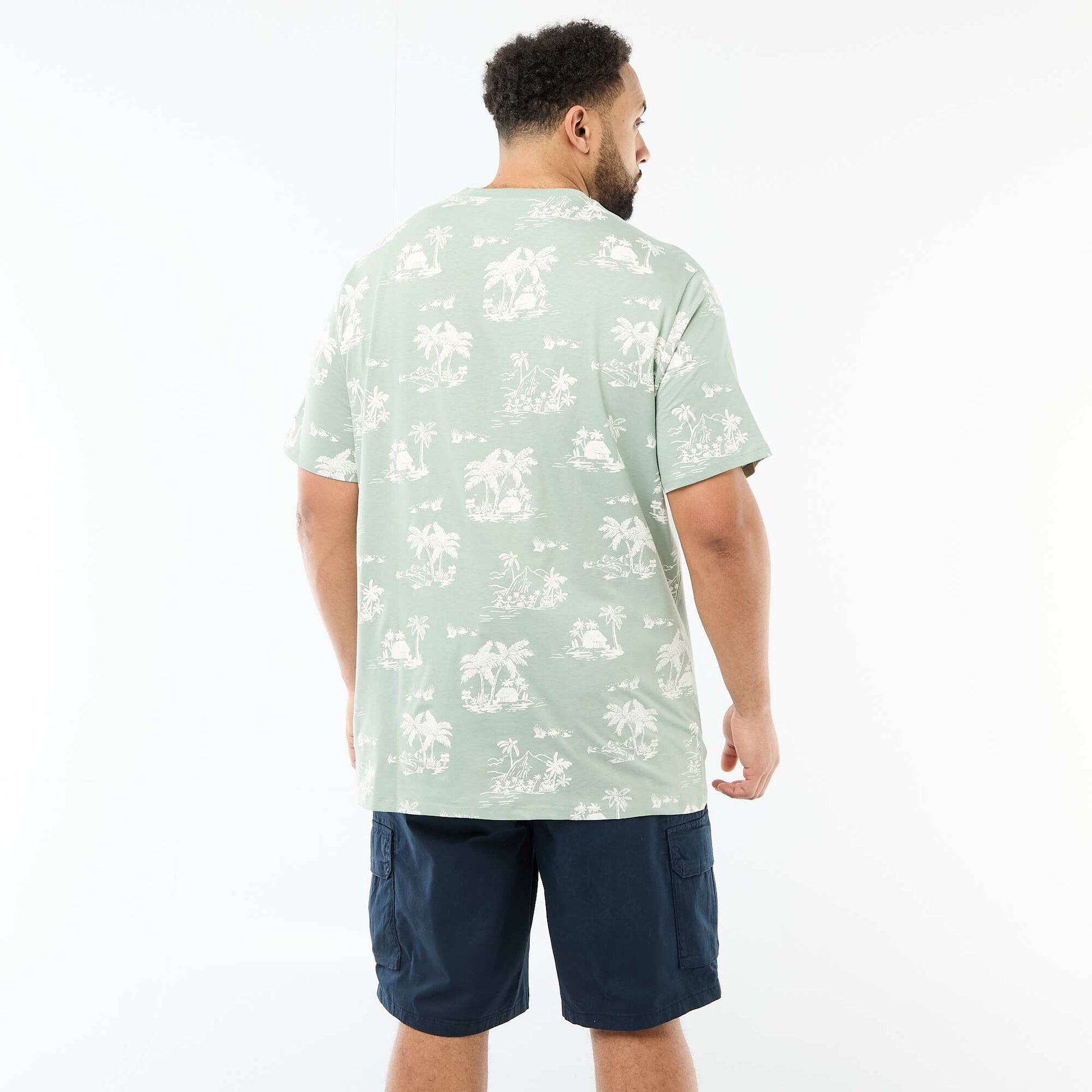 Printed Short-Sleeve Crew Neck T-Shirt GREEN